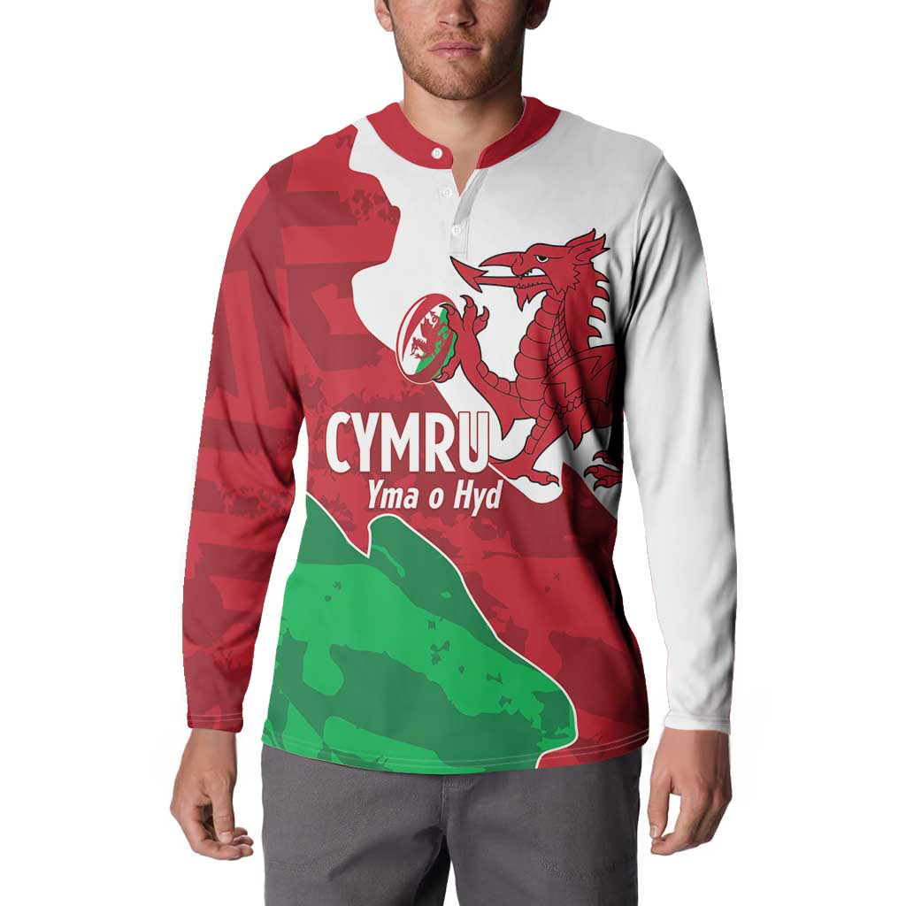 Wales Rugby Custom Button Sweatshirt Go Cymru Yma O Hyd - Wonder Print Shop