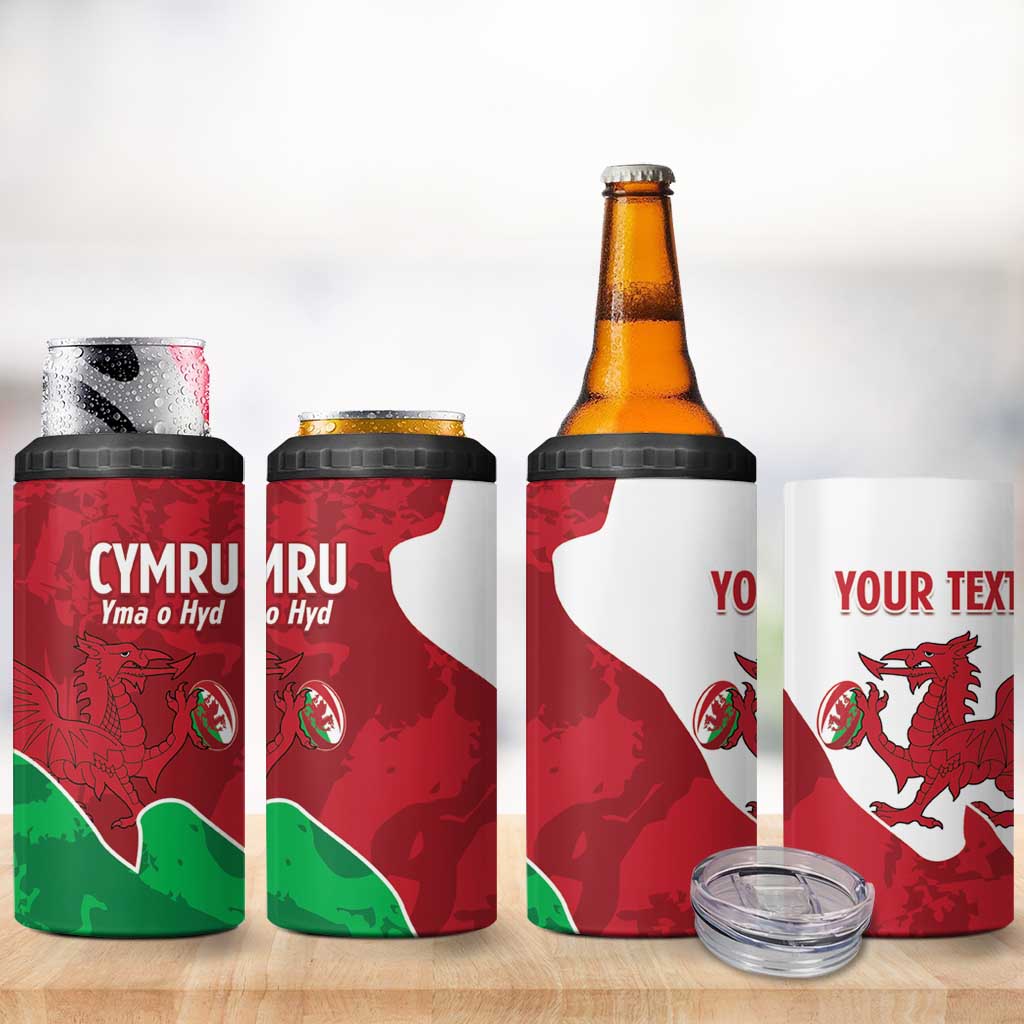 Wales Rugby Custom 4 in 1 Can Cooler Tumbler Go Cymru Yma O Hyd - Wonder Print Shop