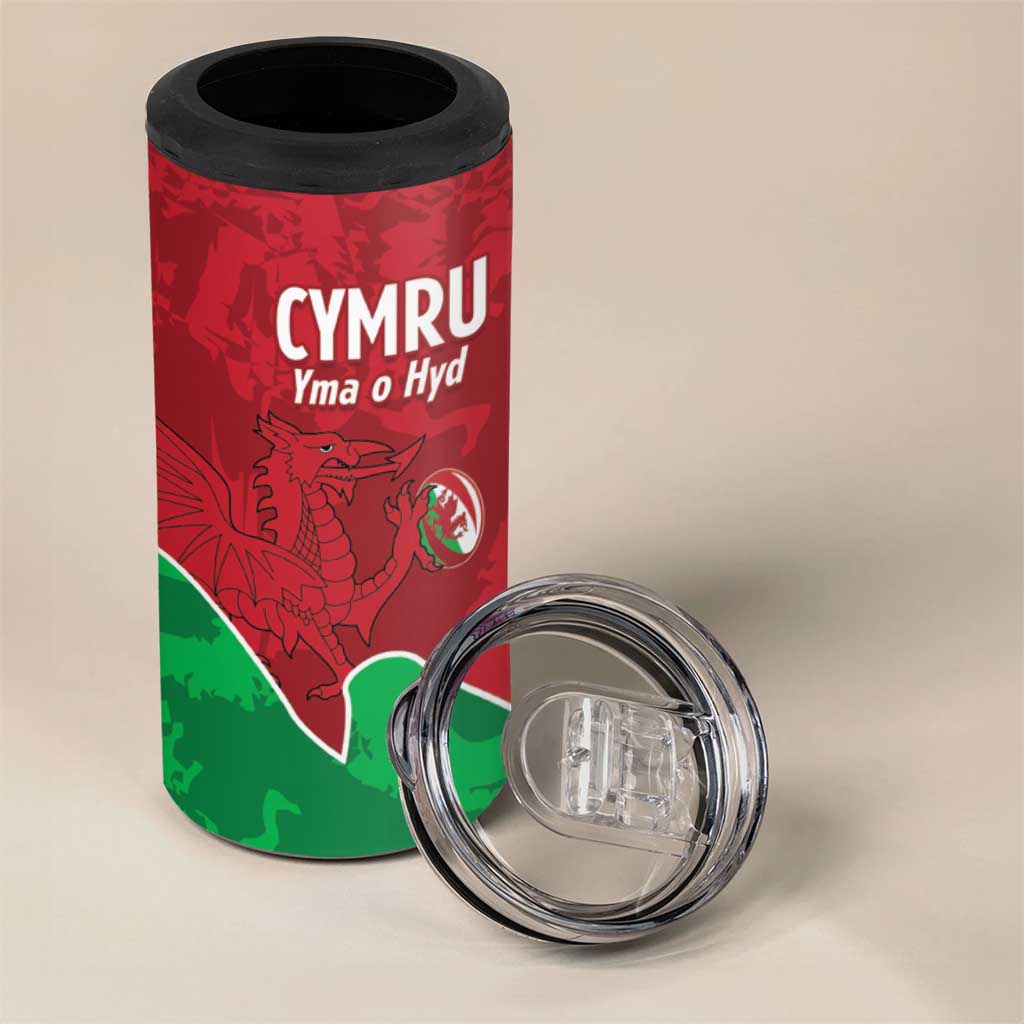 Wales Rugby Custom 4 in 1 Can Cooler Tumbler Go Cymru Yma O Hyd - Wonder Print Shop