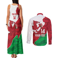 Wales Rugby Custom Couples Matching Tank Maxi Dress and Long Sleeve Button Shirt Go Cymru Yma O Hyd - Wonder Print Shop