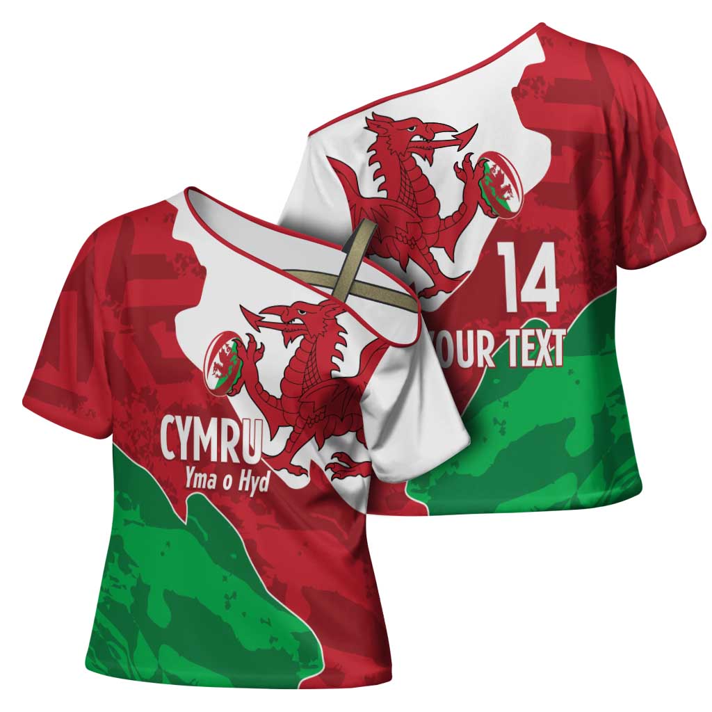 Wales Rugby Custom Cross Shoulder Shirt Go Cymru Yma O Hyd - Wonder Print Shop