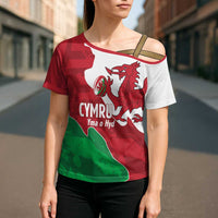 Wales Rugby Custom Cross Shoulder Shirt Go Cymru Yma O Hyd - Wonder Print Shop