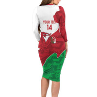 Wales Rugby Custom Family Matching Long Sleeve Bodycon Dress and Hawaiian Shirt Go Cymru Yma O Hyd - Wonder Print Shop