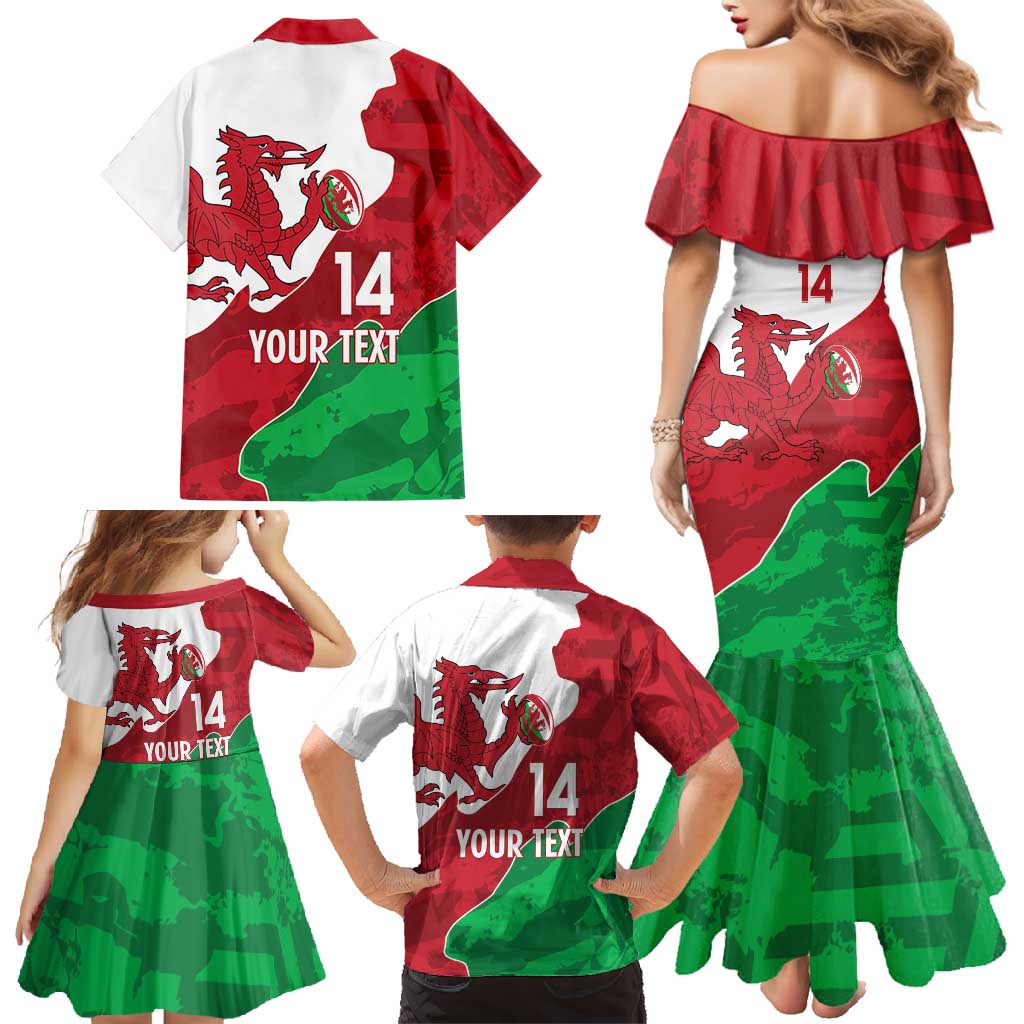 Wales Rugby Custom Family Matching Mermaid Dress and Hawaiian Shirt Go Cymru Yma O Hyd - Wonder Print Shop