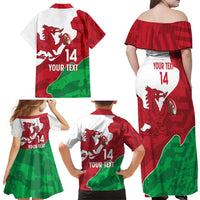 Wales Rugby Custom Family Matching Off Shoulder Maxi Dress and Hawaiian Shirt Go Cymru Yma O Hyd - Wonder Print Shop