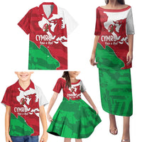 Wales Rugby Custom Family Matching Puletasi and Hawaiian Shirt Go Cymru Yma O Hyd - Wonder Print Shop