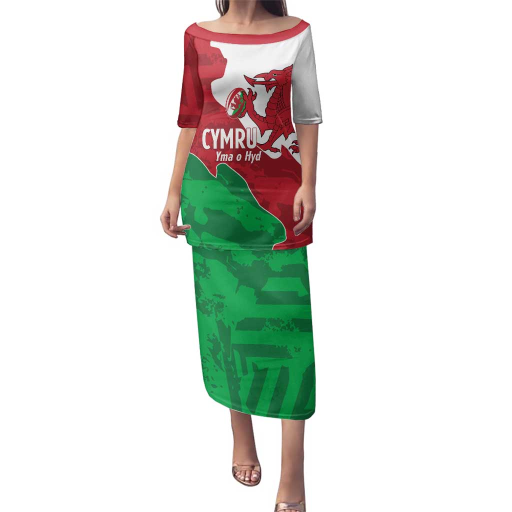 Wales Rugby Custom Family Matching Puletasi and Hawaiian Shirt Go Cymru Yma O Hyd - Wonder Print Shop