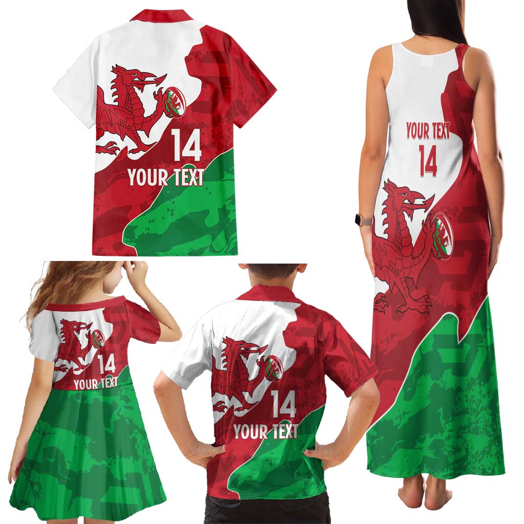Wales Rugby Custom Family Matching Tank Maxi Dress and Hawaiian Shirt Go Cymru Yma O Hyd - Wonder Print Shop
