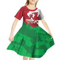 Wales Rugby Custom Kid Short Sleeve Dress Go Cymru Yma O Hyd - Wonder Print Shop