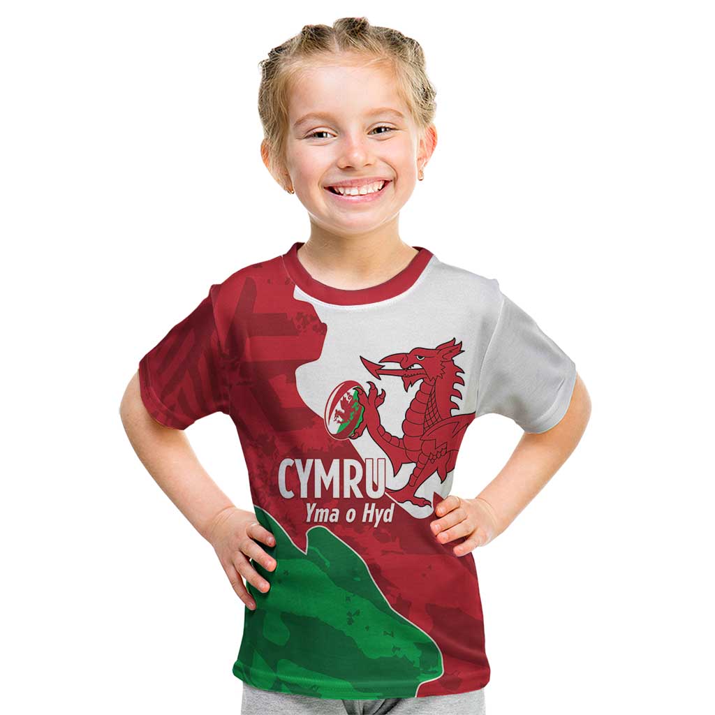 Wales Rugby Custom Kid T Shirt Go Cymru Yma O Hyd - Wonder Print Shop