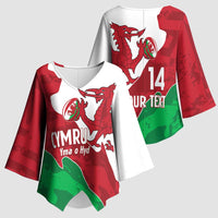 Wales Rugby Custom Kimono Sleeve Blouse Go Cymru Yma O Hyd - Wonder Print Shop