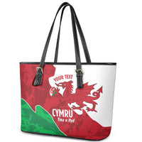Wales Rugby Custom Leather Tote Bag Go Cymru Yma O Hyd - Wonder Print Shop
