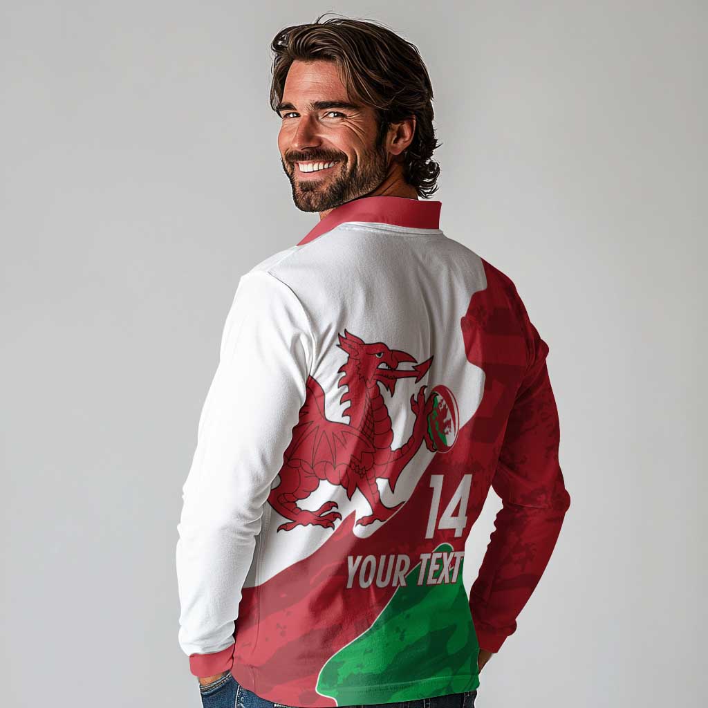 Wales Rugby Custom Long Sleeve Polo Shirt Go Cymru Yma O Hyd - Wonder Print Shop
