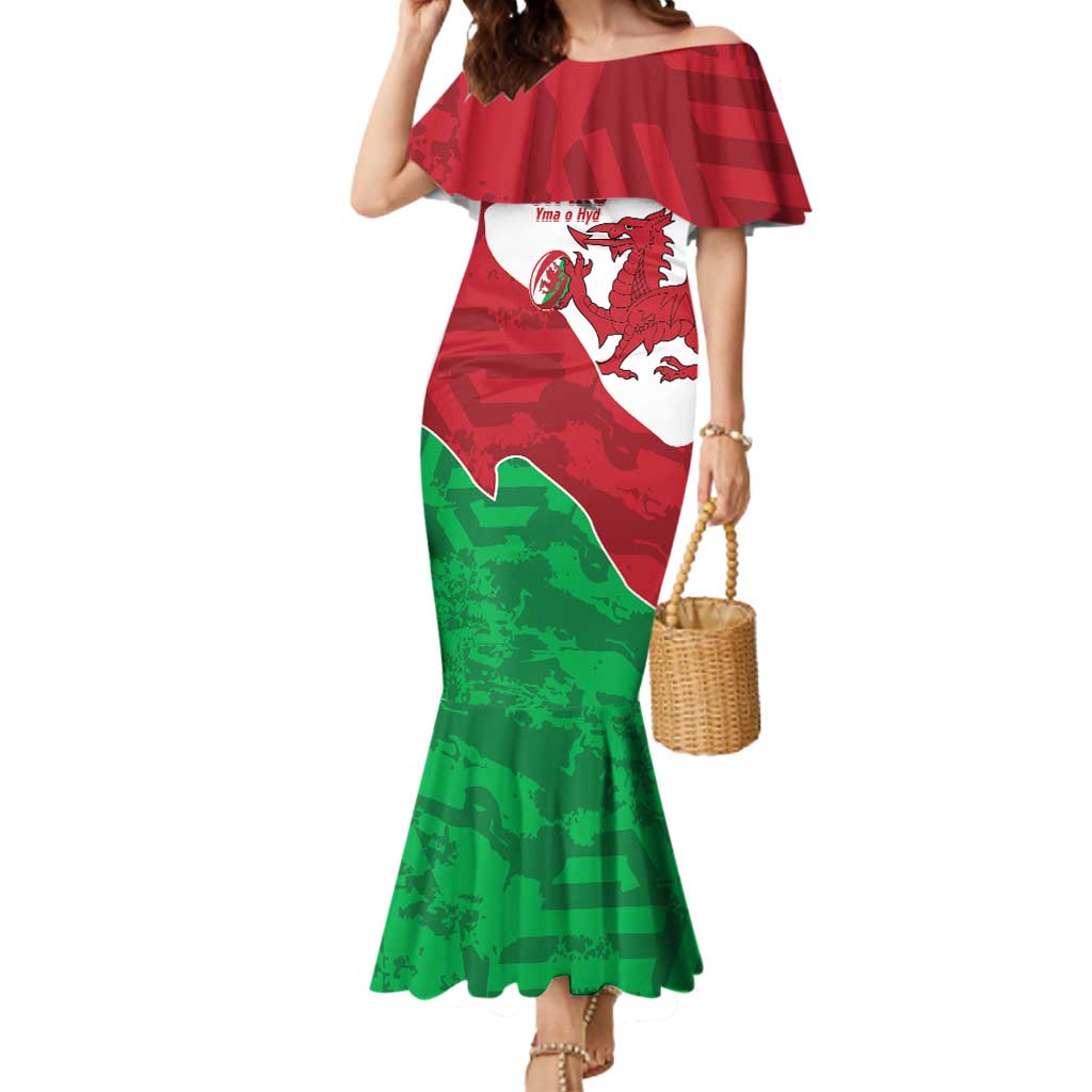 Wales Rugby Custom Mermaid Dress Go Cymru Yma O Hyd - Wonder Print Shop