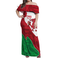 Wales Rugby Custom Off Shoulder Maxi Dress Go Cymru Yma O Hyd - Wonder Print Shop