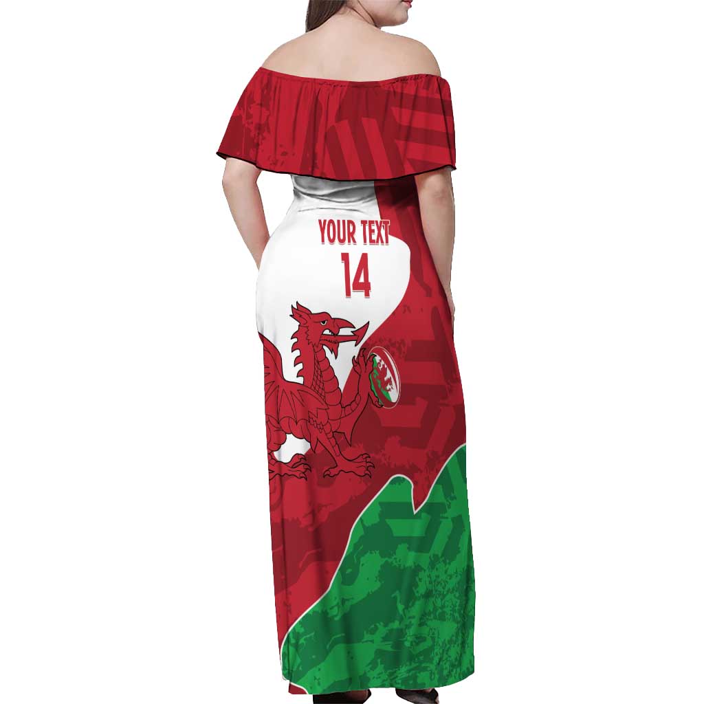Wales Rugby Custom Off Shoulder Maxi Dress Go Cymru Yma O Hyd - Wonder Print Shop