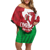 Wales Rugby Custom Off Shoulder Short Dress Go Cymru Yma O Hyd - Wonder Print Shop