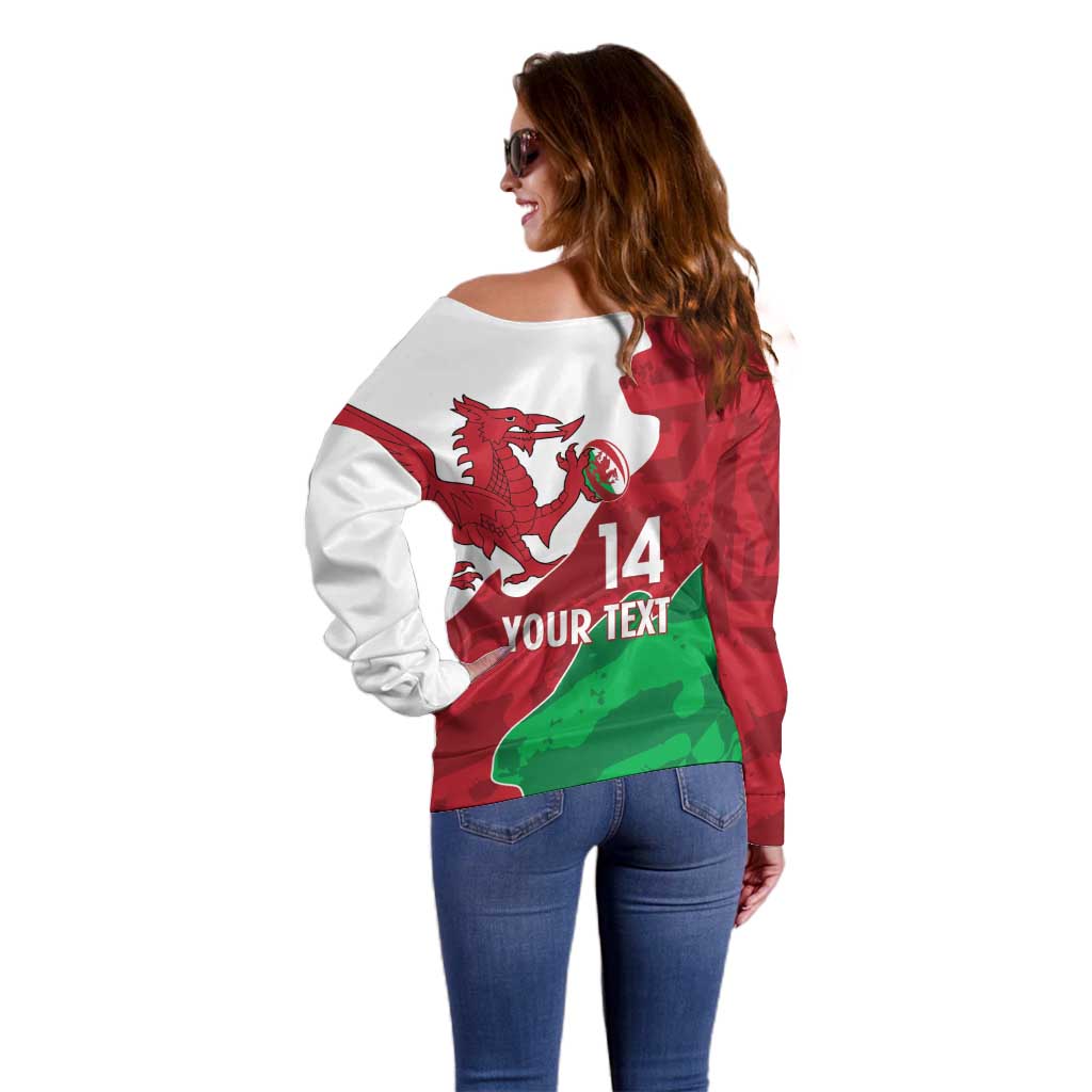 Wales Rugby Custom Off Shoulder Sweater Go Cymru Yma O Hyd - Wonder Print Shop