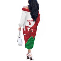 Wales Rugby Custom Off The Shoulder Long Sleeve Dress Go Cymru Yma O Hyd - Wonder Print Shop