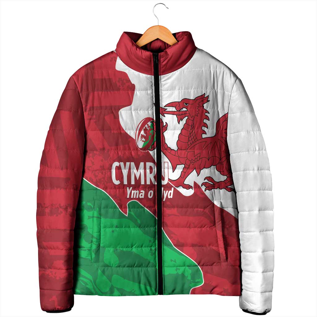 Wales Rugby Custom Padded Jacket Go Cymru Yma O Hyd - Wonder Print Shop