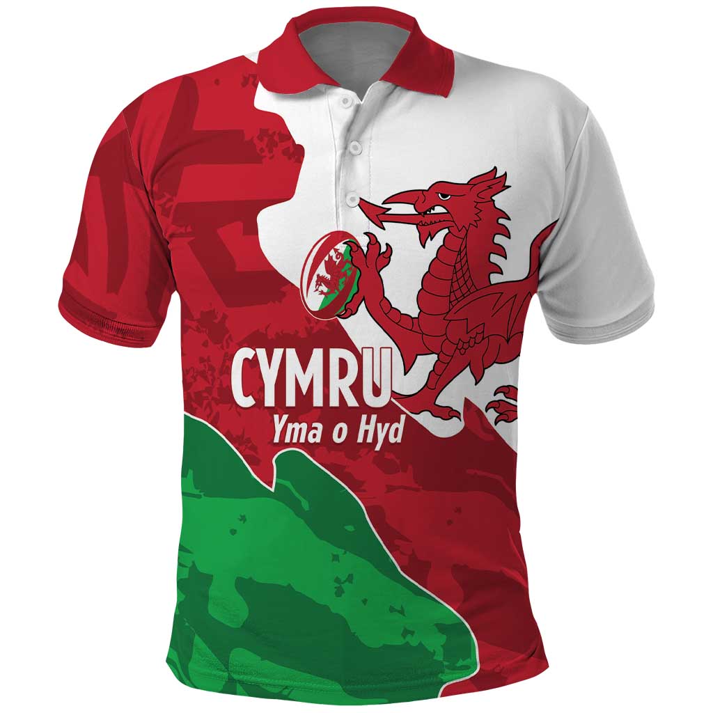 Wales Rugby Custom Polo Shirt Go Cymru Yma O Hyd - Wonder Print Shop