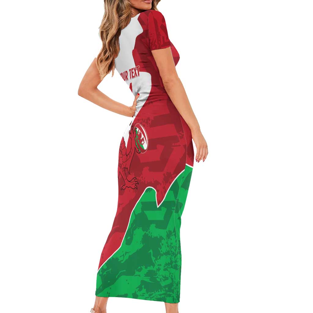 Wales Rugby Custom Short Sleeve Bodycon Dress Go Cymru Yma O Hyd - Wonder Print Shop