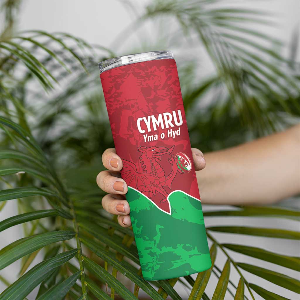 Wales Rugby Custom Skinny Tumbler Go Cymru Yma O Hyd - Wonder Print Shop