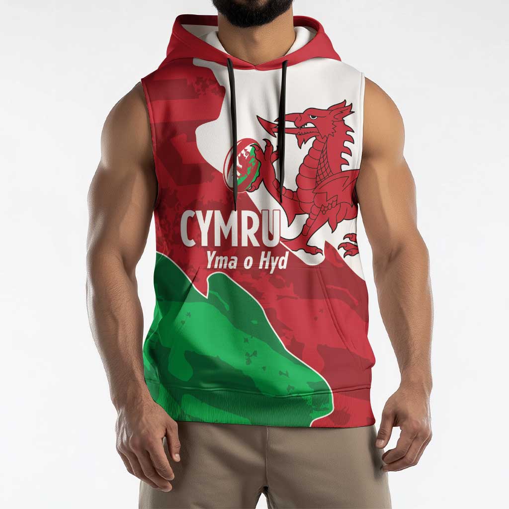 Wales Rugby Custom Sleeveless Hoodie Go Cymru Yma O Hyd - Wonder Print Shop