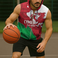 Wales Rugby Custom Sleeveless Zip Hoodie Go Cymru Yma O Hyd - Wonder Print Shop