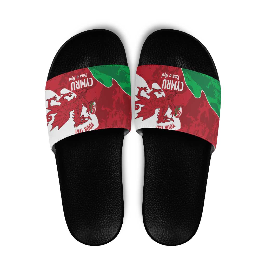 Wales Rugby Custom Slide Sandals Go Cymru Yma O Hyd - Wonder Print Shop
