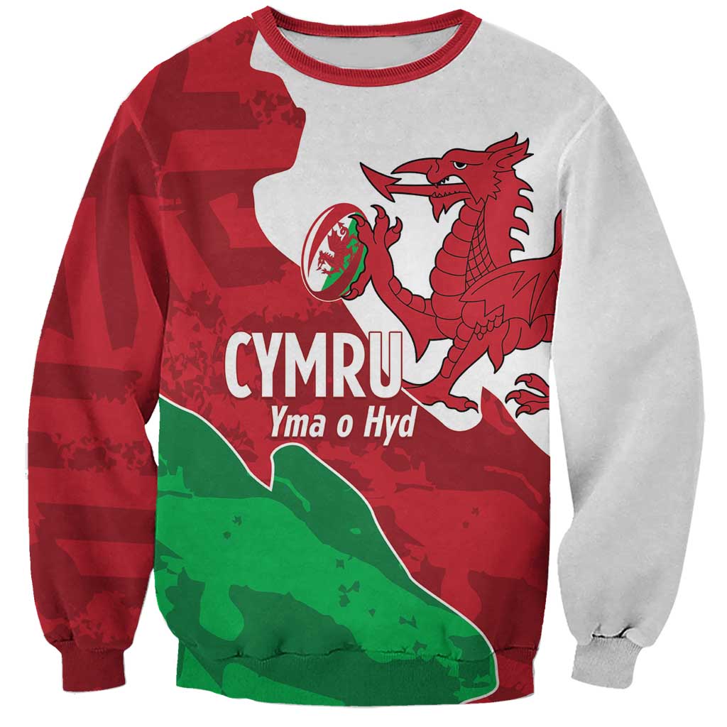 Wales Rugby Custom Sweatshirt Go Cymru Yma O Hyd - Wonder Print Shop