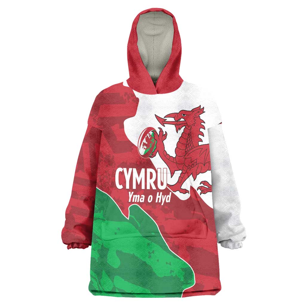 Wales Rugby Custom Wearable Blanket Hoodie Go Cymru Yma O Hyd - Wonder Print Shop