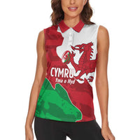 Wales Rugby Custom Women Sleeveless Polo Shirt Go Cymru Yma O Hyd - Wonder Print Shop