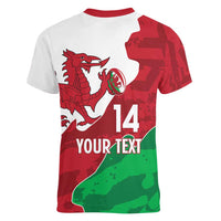 Wales Rugby Custom Women V-Neck T-Shirt Go Cymru Yma O Hyd - Wonder Print Shop