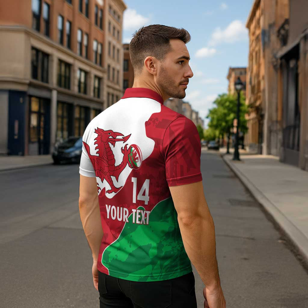 Wales Rugby Custom Zipper Polo Shirt Go Cymru Yma O Hyd - Wonder Print Shop