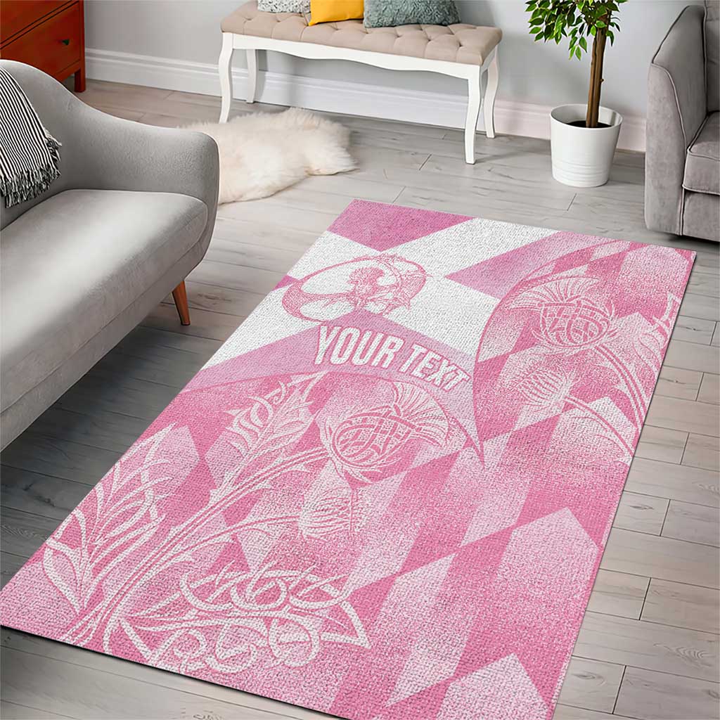 Scotland Rugby Custom Area Rug Go Scottish Thistle Pink Version - Wonder Print Shop