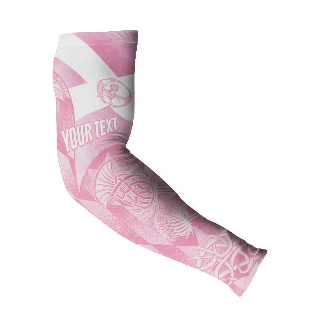 Scotland Rugby Custom Arm Sleeves Go Scottish Thistle Pink Version - Wonder Print Shop