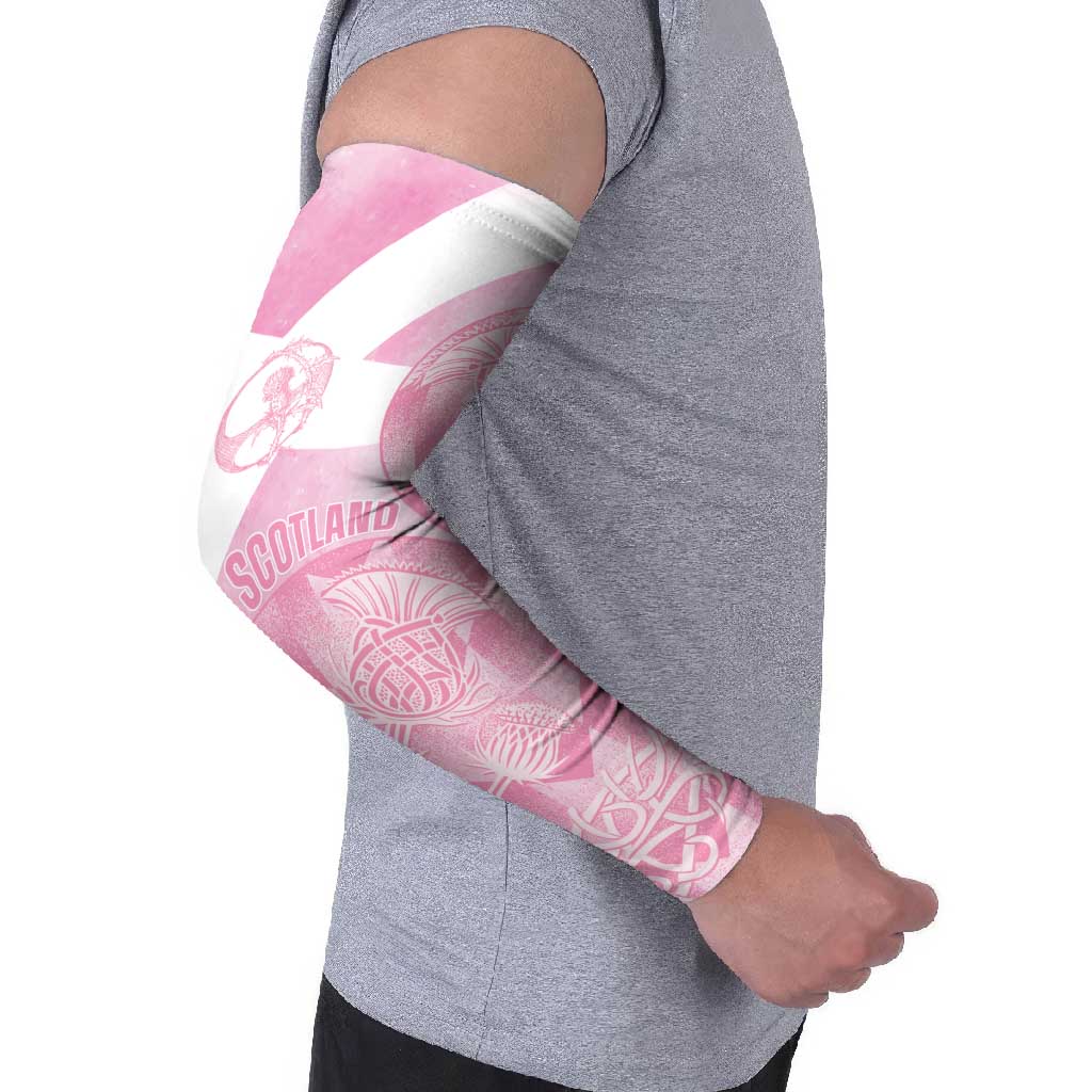 Scotland Rugby Custom Arm Sleeves Go Scottish Thistle Pink Version - Wonder Print Shop