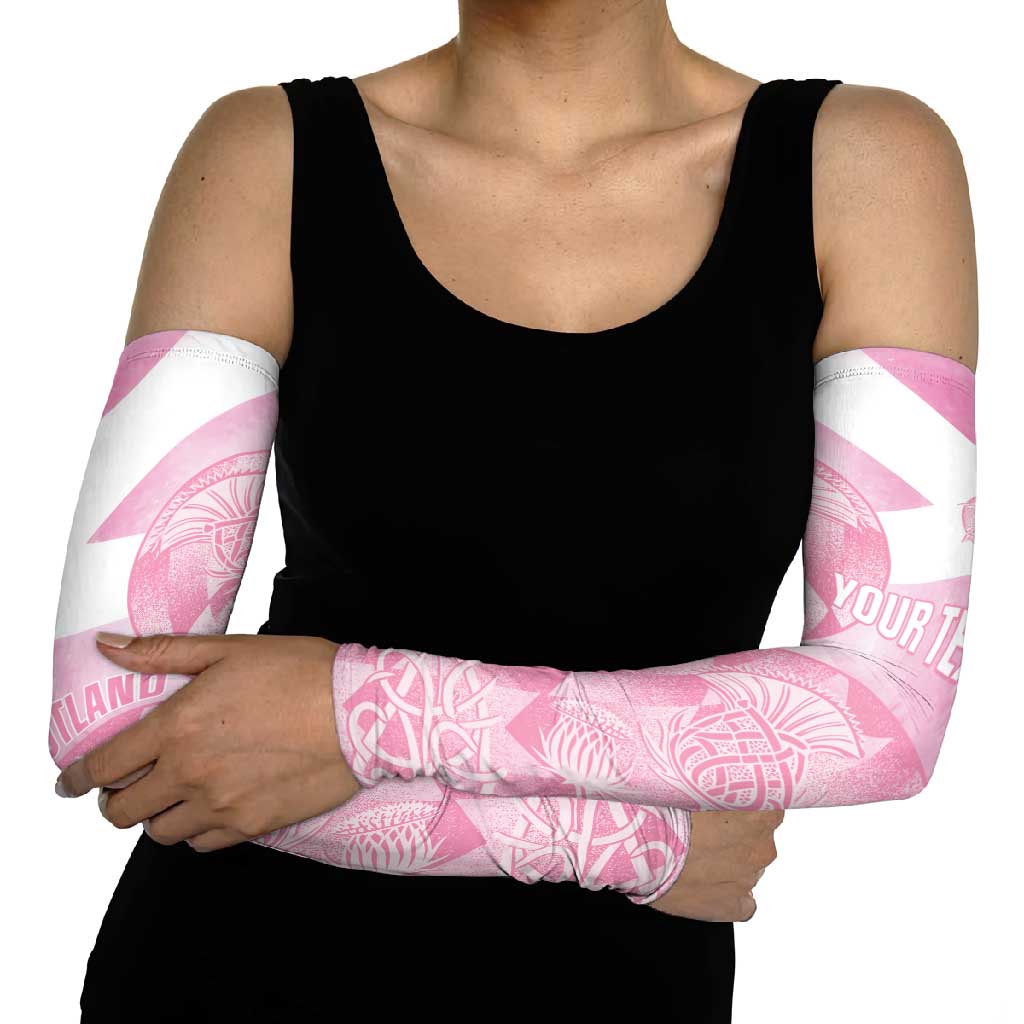 Scotland Rugby Custom Arm Sleeves Go Scottish Thistle Pink Version - Wonder Print Shop