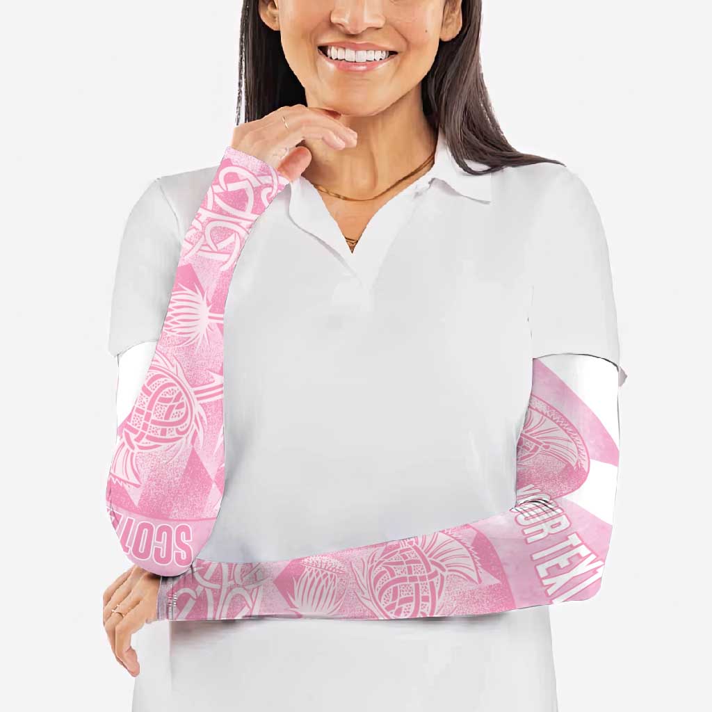 Scotland Rugby Custom Arm Sleeves Go Scottish Thistle Pink Version - Wonder Print Shop