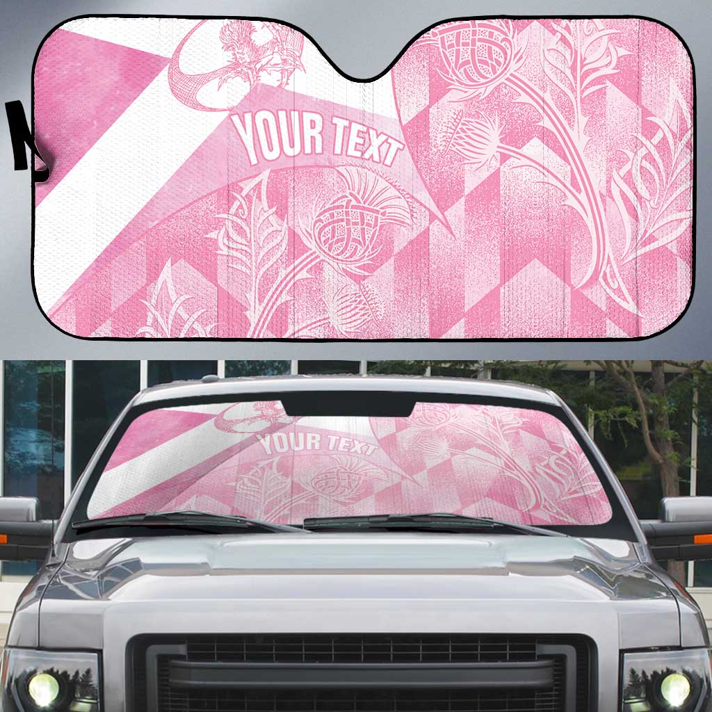 Scotland Rugby Custom Auto Sun Shade Go Scottish Thistle Pink Version - Wonder Print Shop