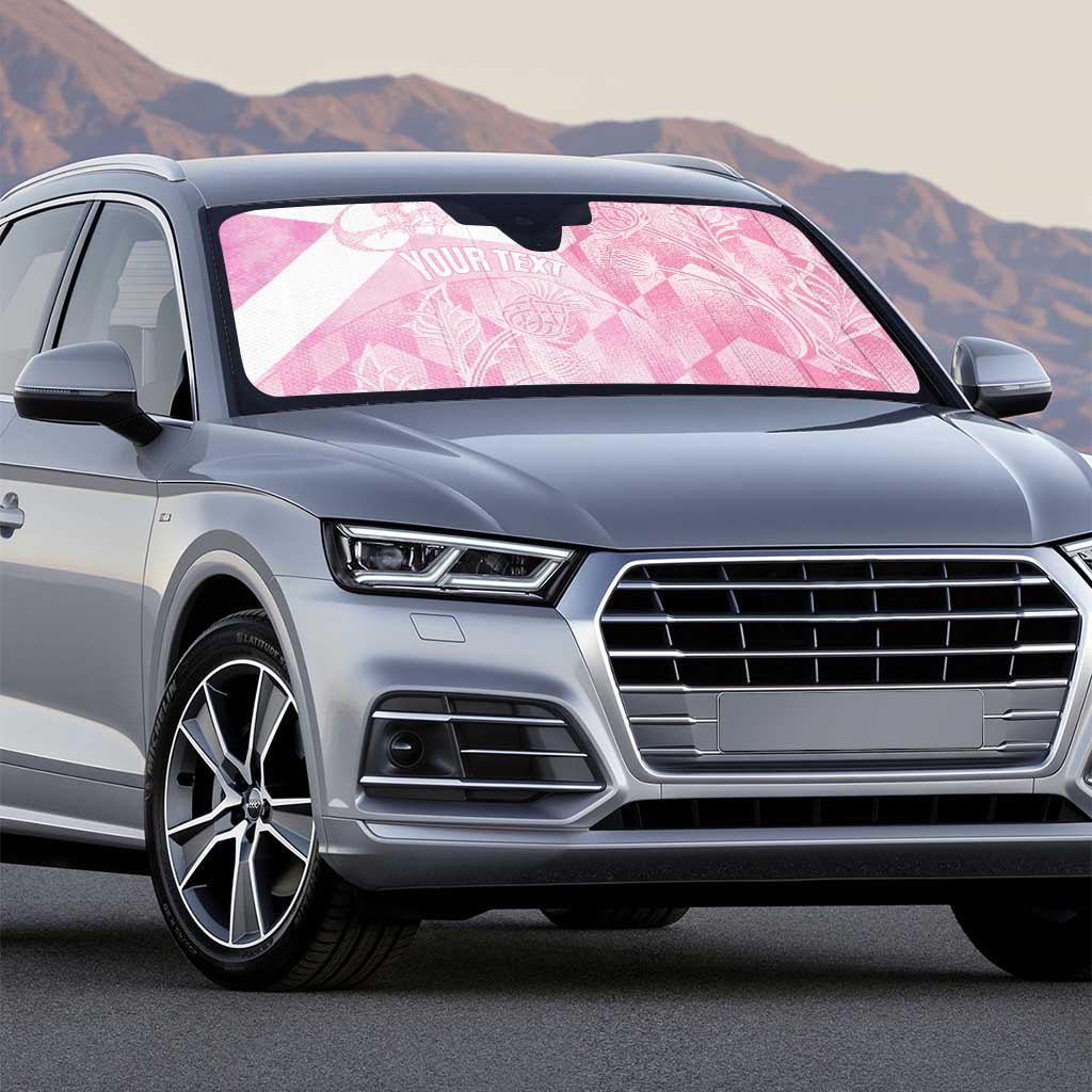 Scotland Rugby Custom Auto Sun Shade Go Scottish Thistle Pink Version - Wonder Print Shop