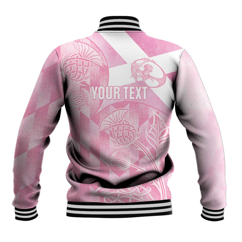 Scotland Rugby Custom Baseball Jacket Go Scottish Thistle Pink Version - Wonder Print Shop