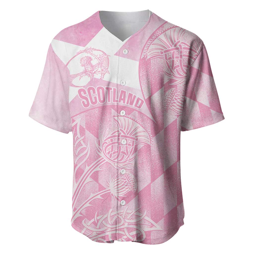 Scotland Rugby Custom Baseball Jersey Go Scottish Thistle Pink Version - Wonder Print Shop