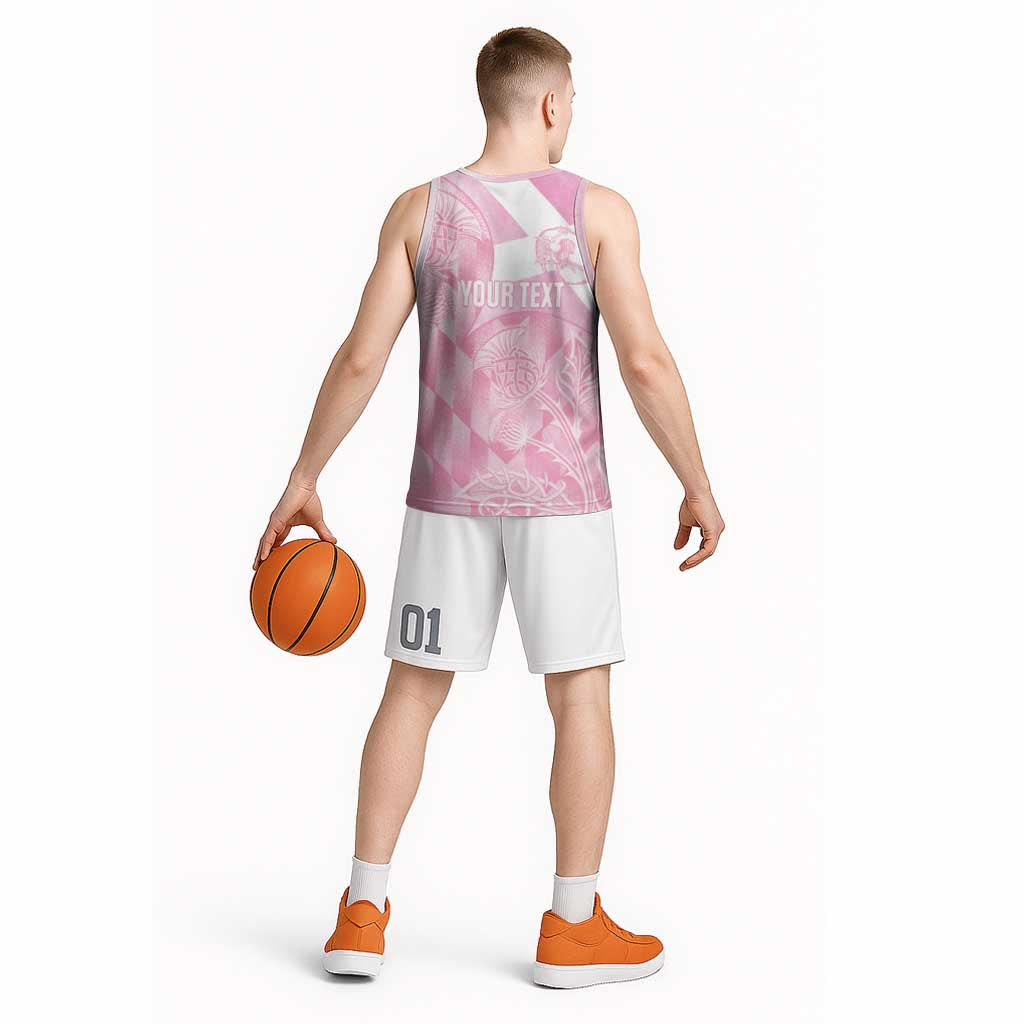 Scotland Rugby Custom Basketball Jersey Go Scottish Thistle Pink Version - Wonder Print Shop