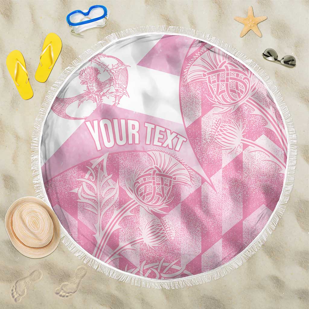 Scotland Rugby Custom Beach Blanket Go Scottish Thistle Pink Version - Wonder Print Shop
