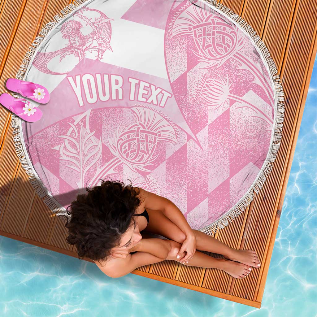 Scotland Rugby Custom Beach Blanket Go Scottish Thistle Pink Version - Wonder Print Shop