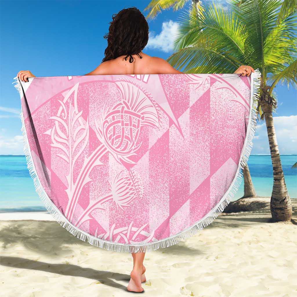 Scotland Rugby Custom Beach Blanket Go Scottish Thistle Pink Version - Wonder Print Shop