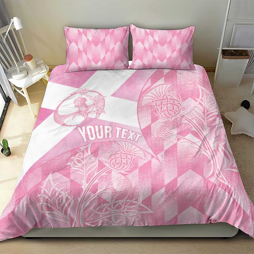 Scotland Rugby Custom Bedding Set Go Scottish Thistle Pink Version - Wonder Print Shop