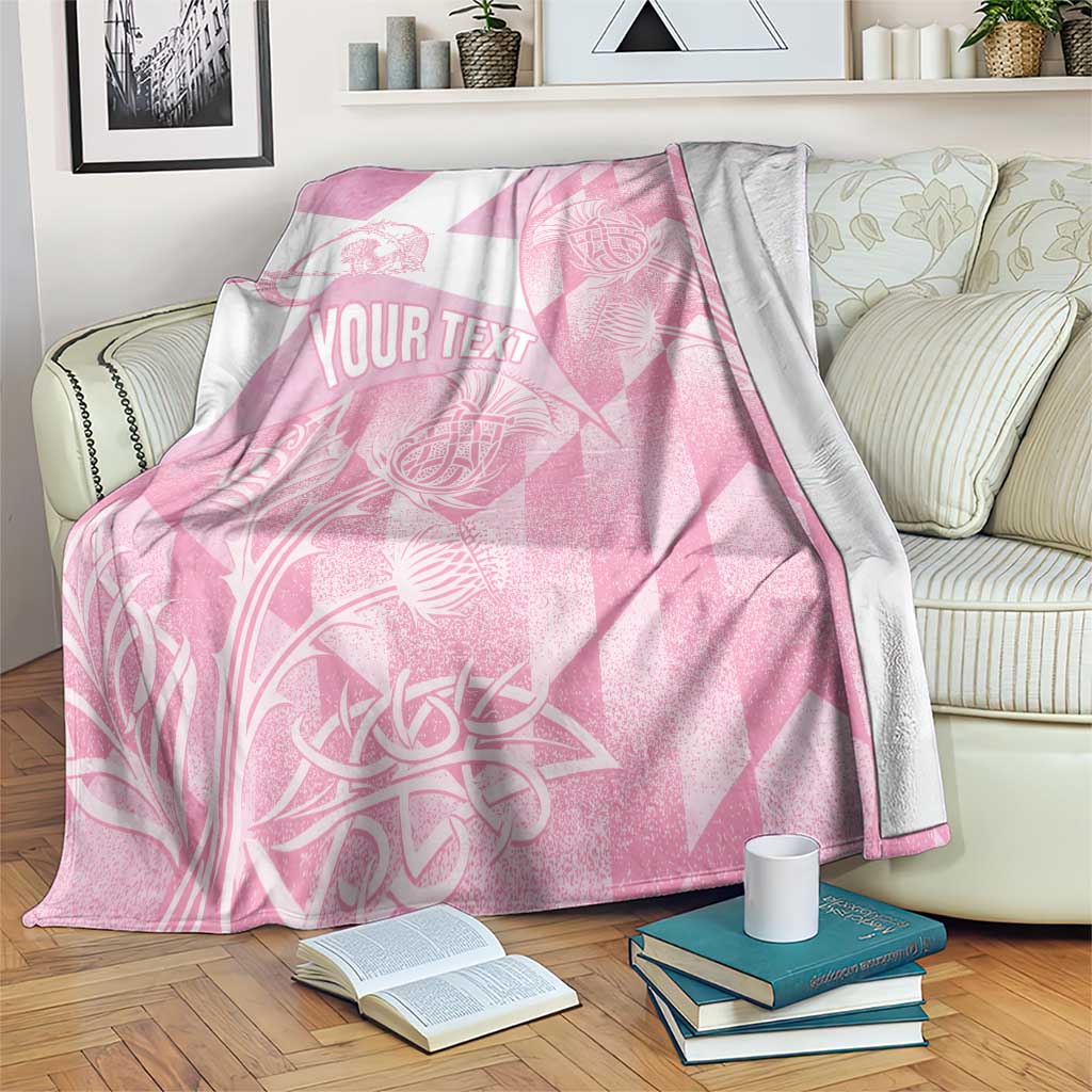 Scotland Rugby Custom Blanket Go Scottish Thistle Pink Version - Wonder Print Shop